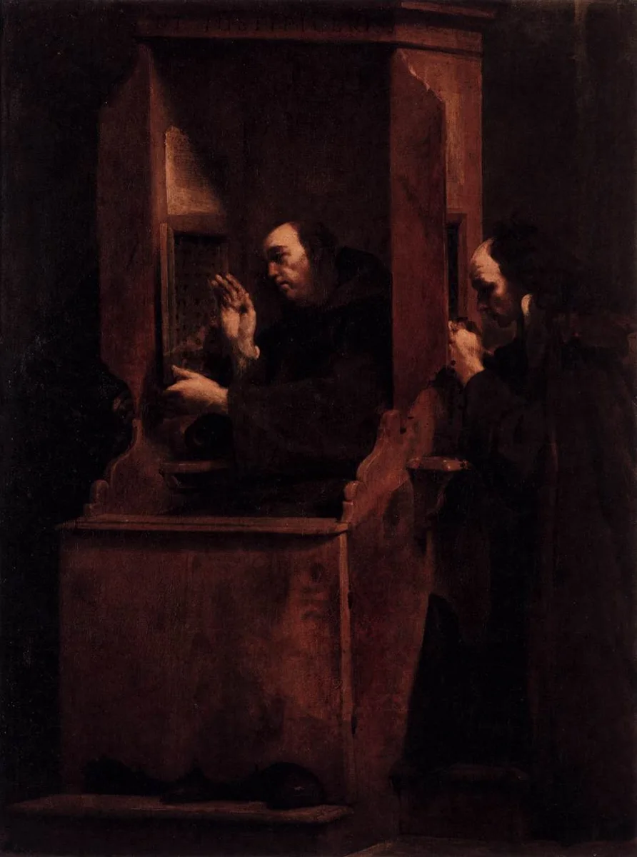 Confissão em pintura de Giuseppe Maria Crespi