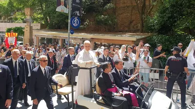 Pope Leo XIV blessing the crowd at Montserrat, 10 June 2026.jpg