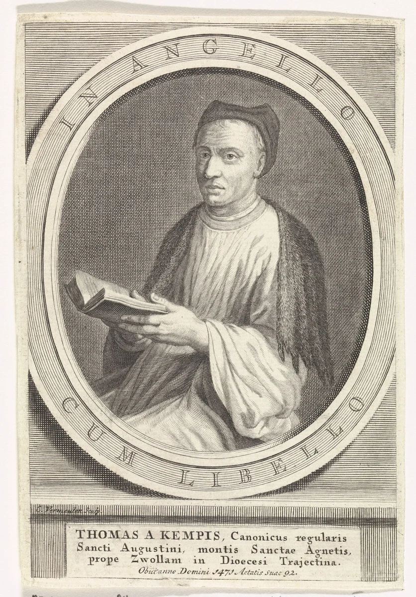 Gravura antiga com o retrato de Tomás de Kempis, autor da Imitação de Cristo