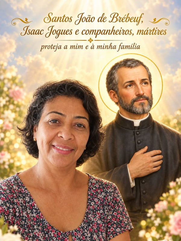 Exemplo: montagem pronta com Santos João de Brébeuf, Isaac Jogues e companheiros, mártires