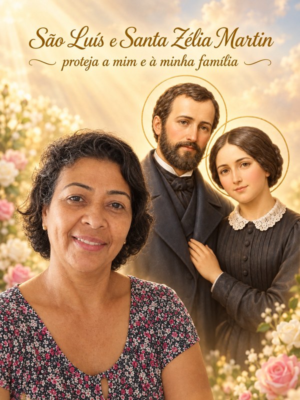 Exemplo: montagem pronta com São Luís e Santa Zélia Martin