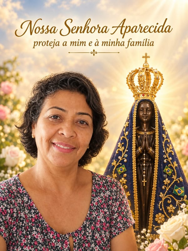 A montagem que você recebe Exemplo de montagem pronta com Nossa Senhora Aparecida