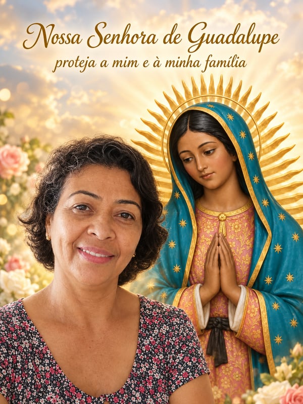 Exemplo: montagem pronta com Nossa Senhora de Guadalupe