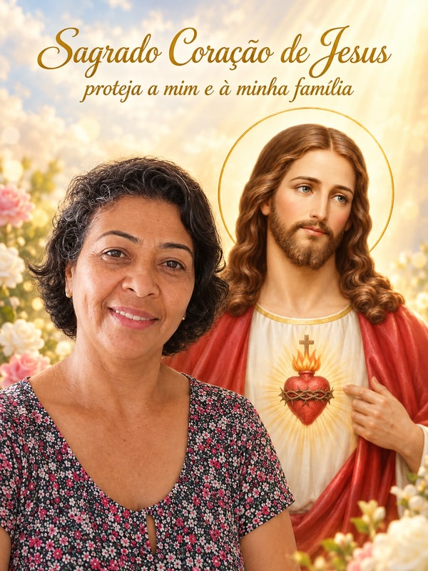 Exemplo: montagem pronta com Sagrado Coração de Jesus