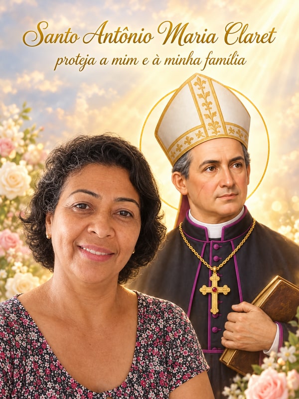 Exemplo: montagem pronta com Santo Antônio Maria Claret