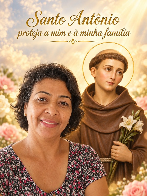 A mesma foto em montagem com Santo Antônio