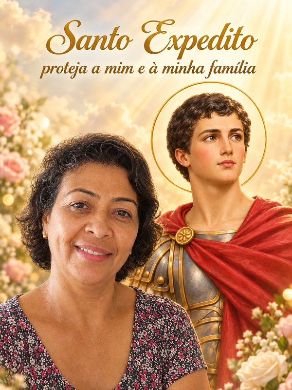 Exemplo: montagem pronta com Santo Expedito