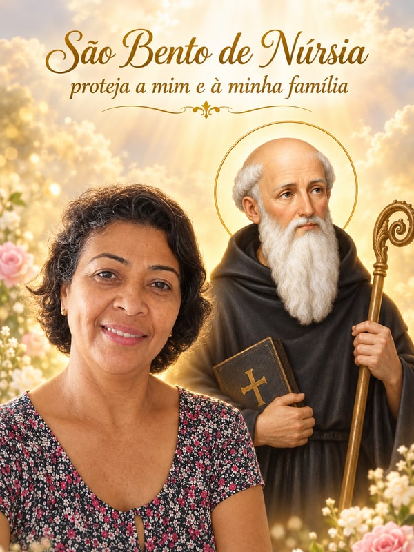 Exemplo: montagem pronta com São Bento de Núrsia