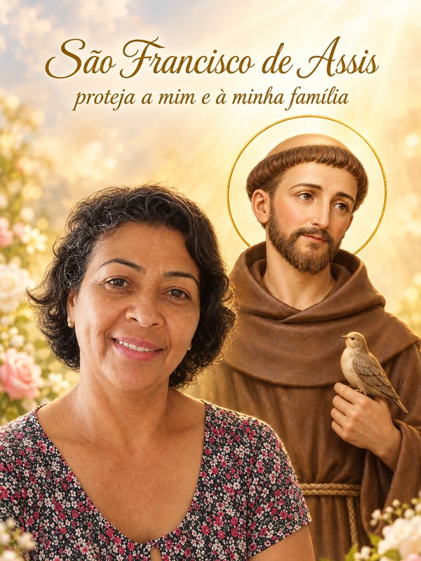 Exemplo: montagem pronta com São Francisco de Assis