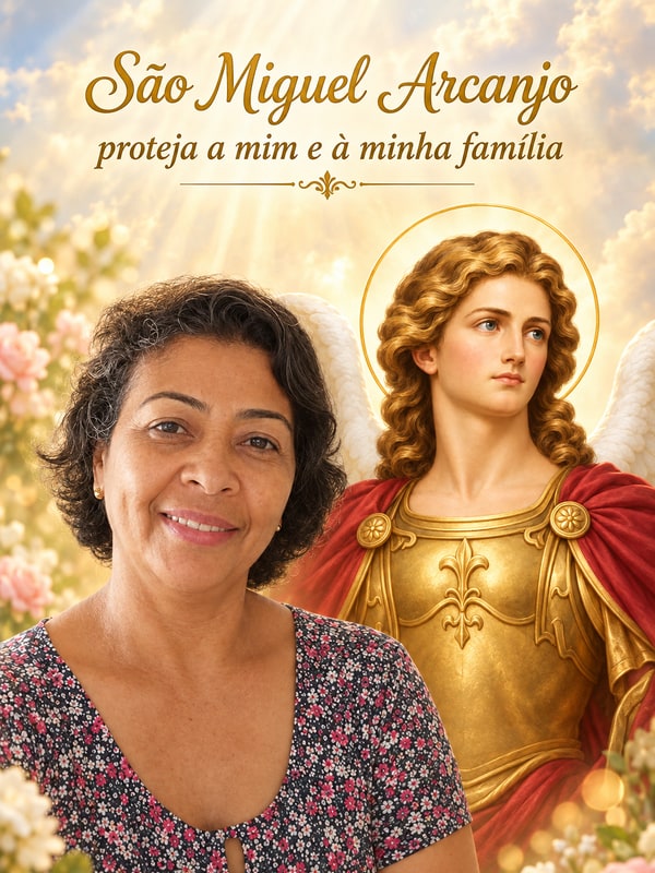 Exemplo: montagem pronta com São Miguel Arcanjo